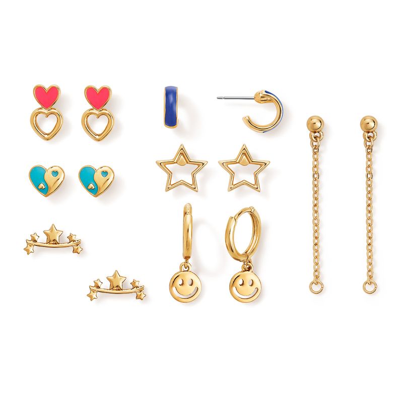 Set-x7-aretes-para-ni�a-ba�ados-en-oro-de-24K