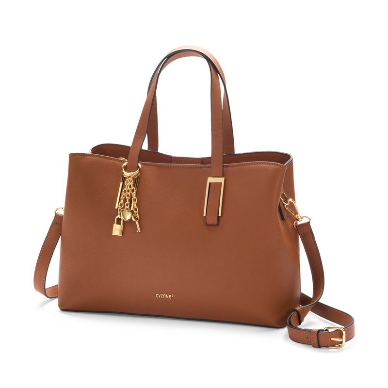 Bolso-para-mujer-Rossana-tono-marron-en-tipo-cuero-con-3-compartimentos-y-asa-regulable.-